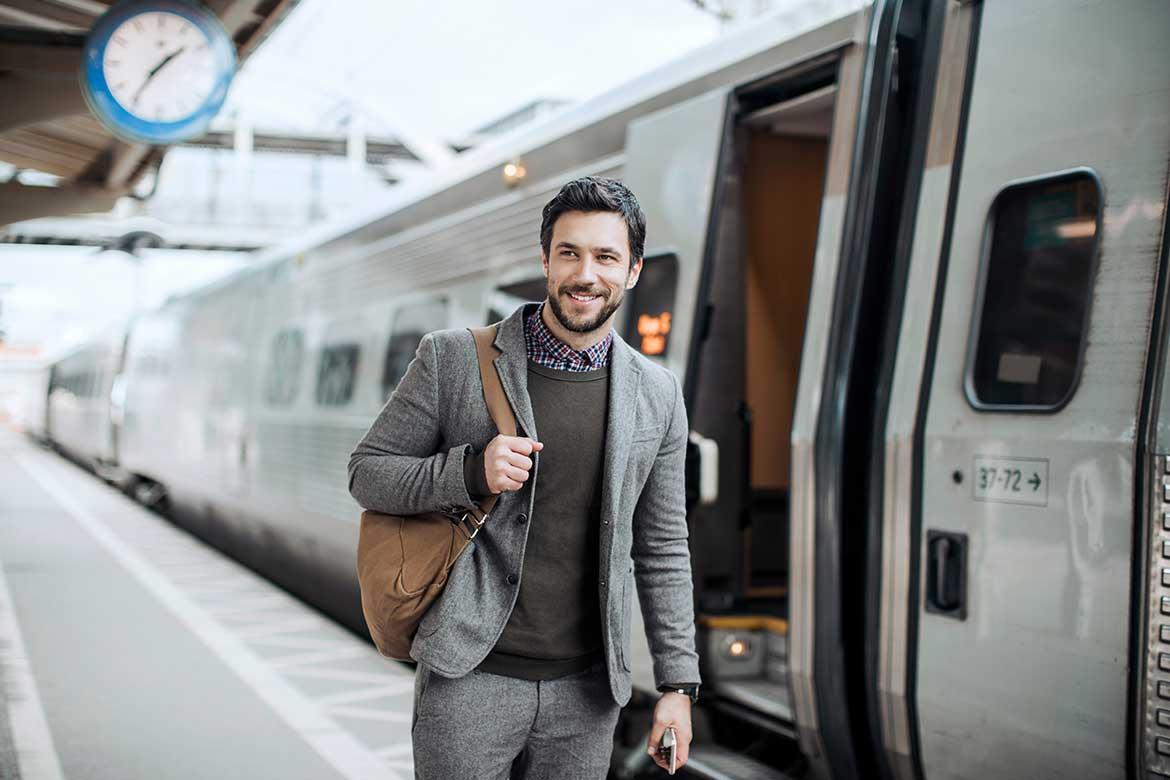 Commuter on Train